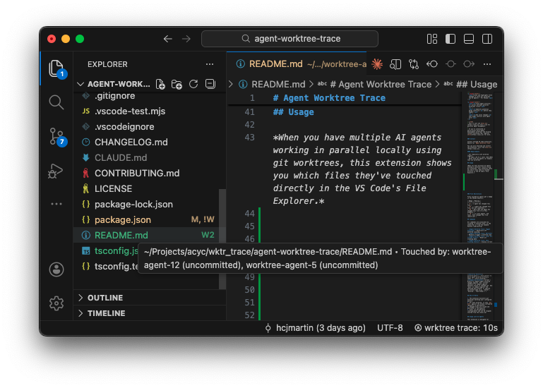 W2 badge showing multiple agents modified the file